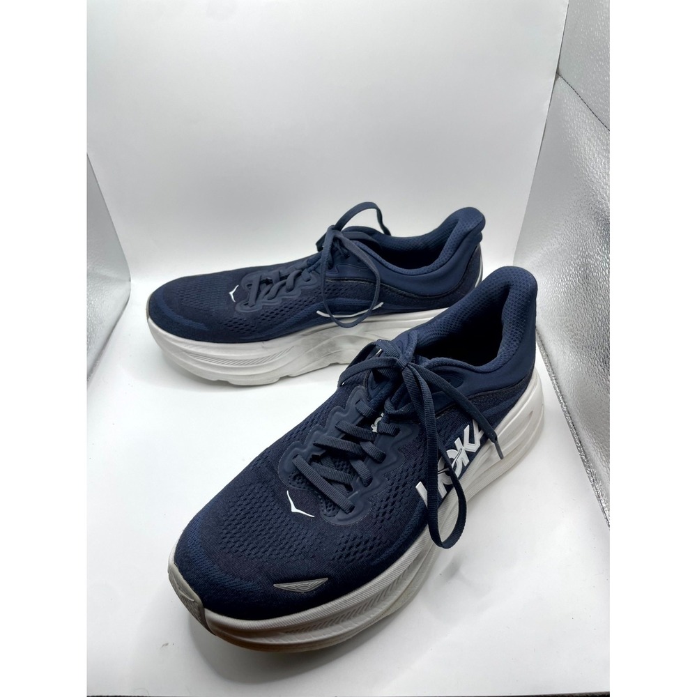 Hoka One One Bondi 9 Mens US 9.5 D Sneaker Varsity Navy White Running Shoes